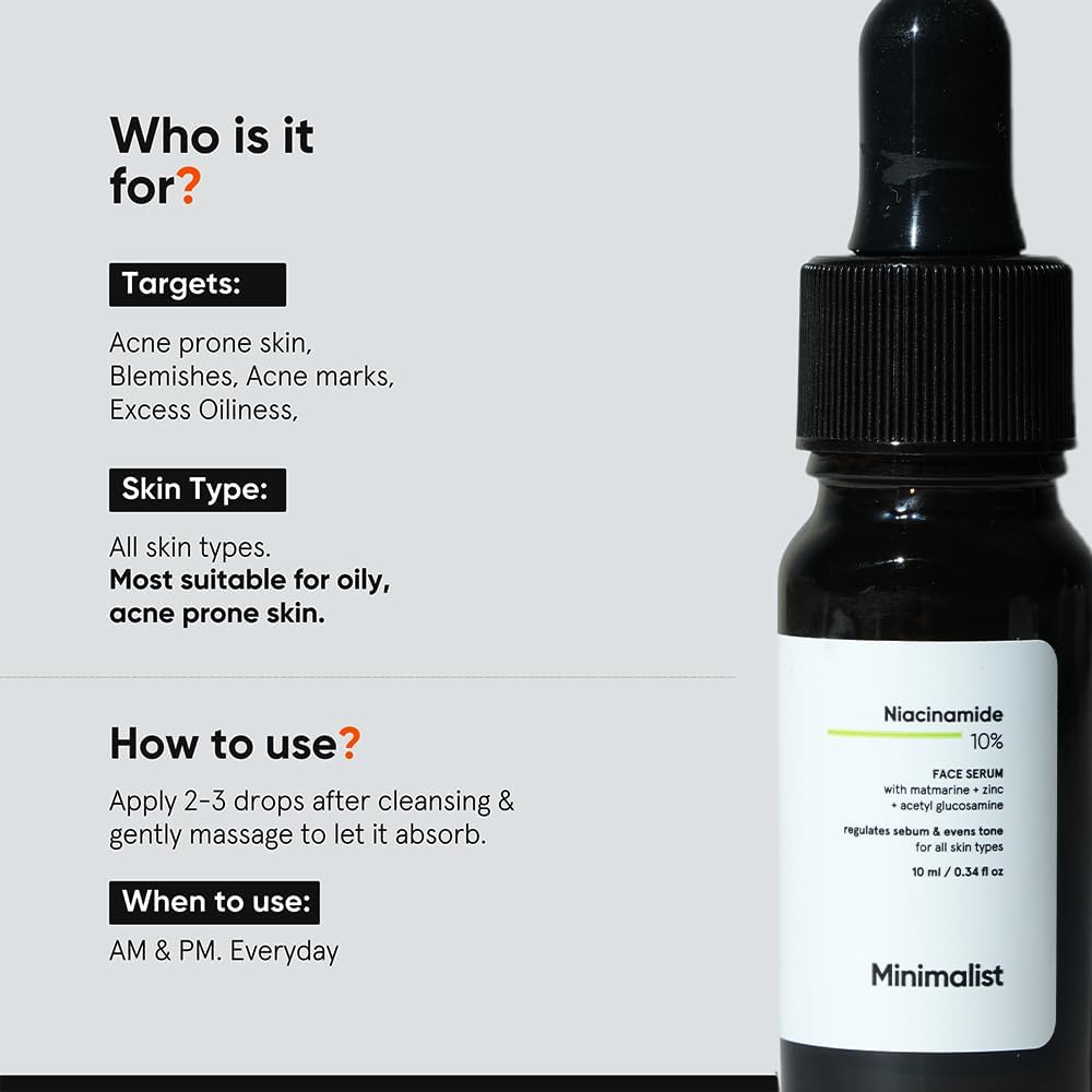 Minimalist Niacinamide 10% Face Serum Set of 3 | Regulates Sebum & Evens Skin Tone | 10ml