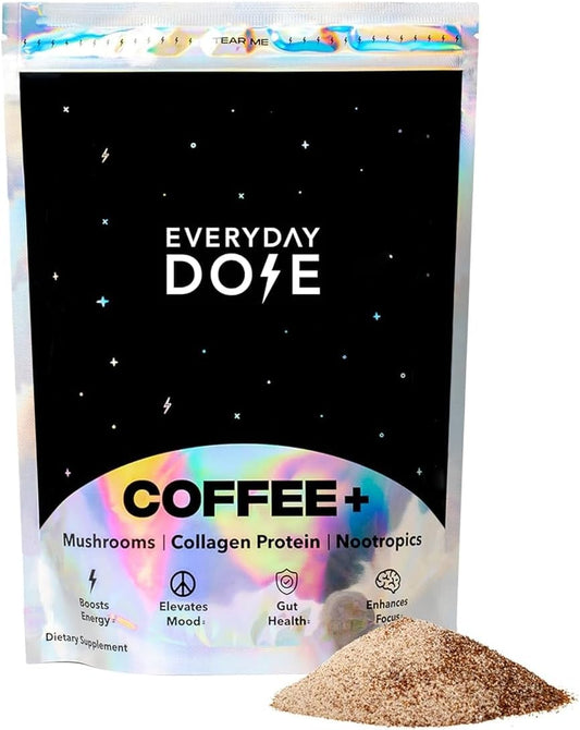 Everyday Dose Coffee+ Set of 3 — Mushroom Coffee with Collagen Protein & Nootropics | Boost Energy, Focus, Mood & Gut Health