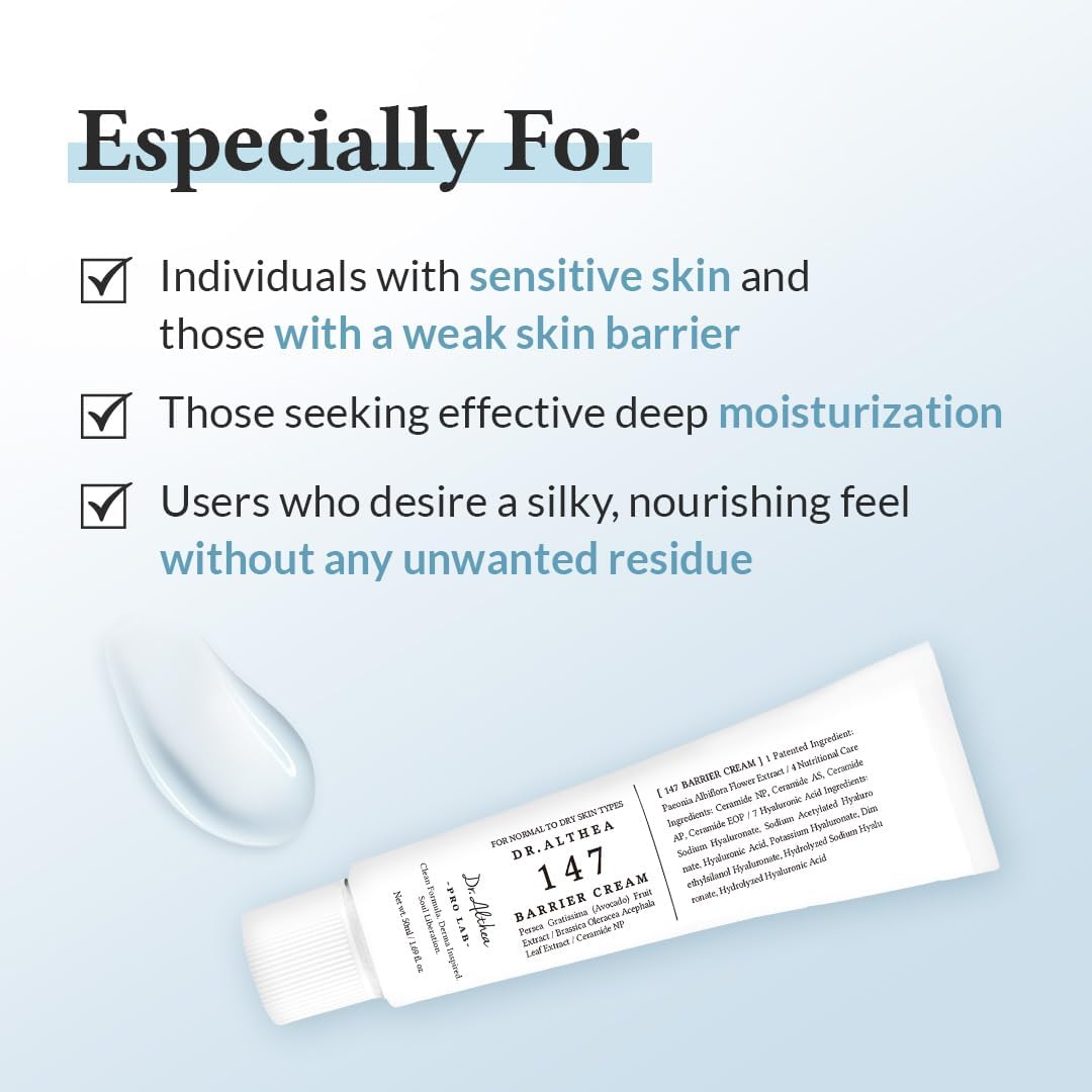 Dr. Althea 147 Barrier Cream Set of 2 | Ceramide Moisturizer for Dry Skin | 50ml x2 | Free Worldwide Shipping