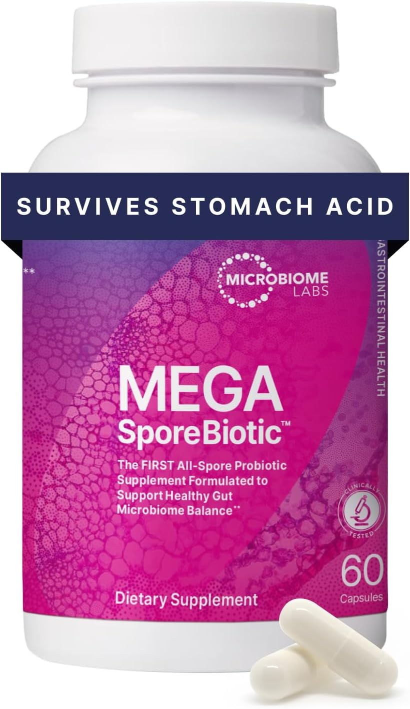MegaSporeBiotic by Microbiome Labs Set of 2 | 60 Capsules | First All-Spore Probiotic for Gut Microbiome Balance & Gastrointestinal Health