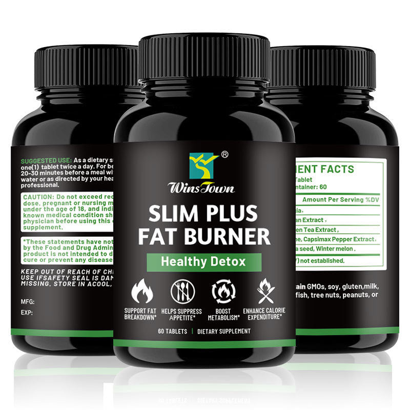 WinsTown Slim Plus Fatburner | Gesundes Entgiftungs-Nahrungsergänzungsmittel | Stoffwechsel ankurbeln & Appetit unterdrücken | 60 Tabletten