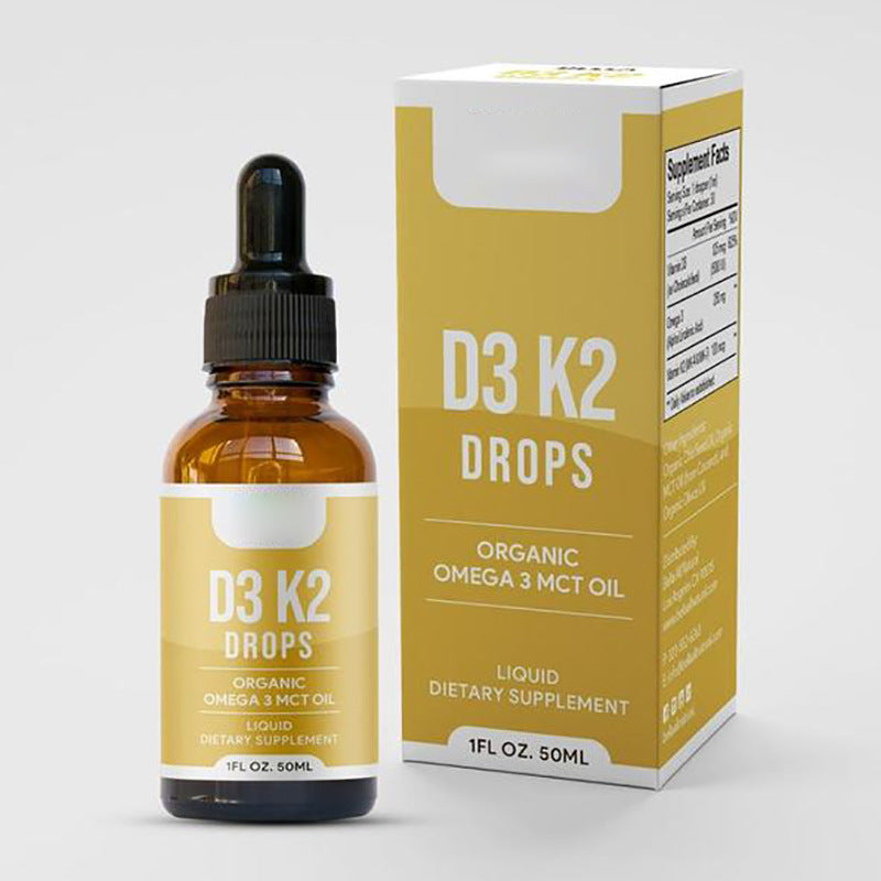 D3 K2 Drops | Organic Omega 3 MCT Oil Liquid Supplement | Vitamin D3 K2 50ml Drops