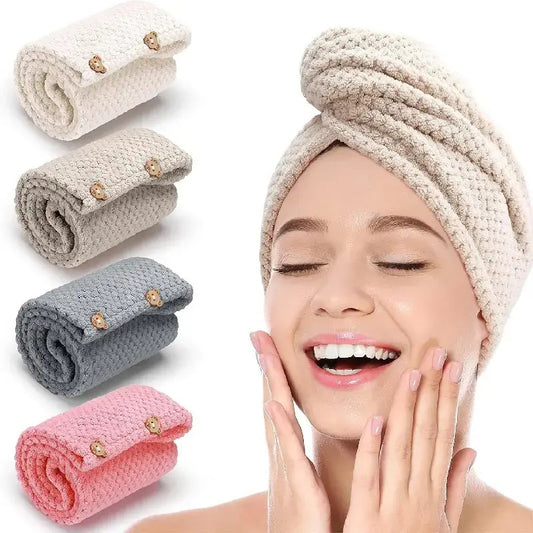 Microfiber Hair Towel Wrap for Women Fast Drying Absorbent Waffle Towel Turban for Wet Hair | Anti Frizz Hair Drying Towel