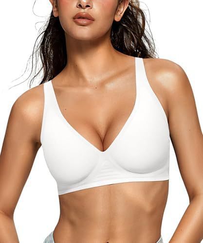 Wireless V-Neck Bralette | Seamless Comfort Everyday Bra for Women - Nude