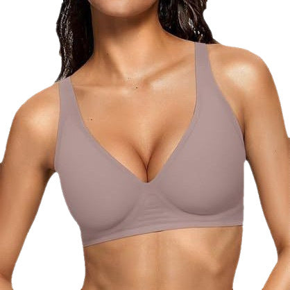 Wireless V-Neck Bralette | Seamless Comfort Everyday Bra for Women - Nude