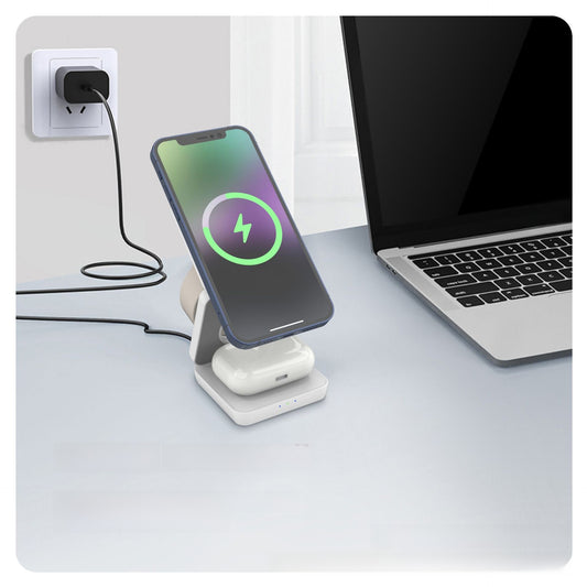 3 in 1 Magnetic Wireless Charging Station with Power Bank | MagSafe Compatible Stand for iPhone AirPods and Apple Watch