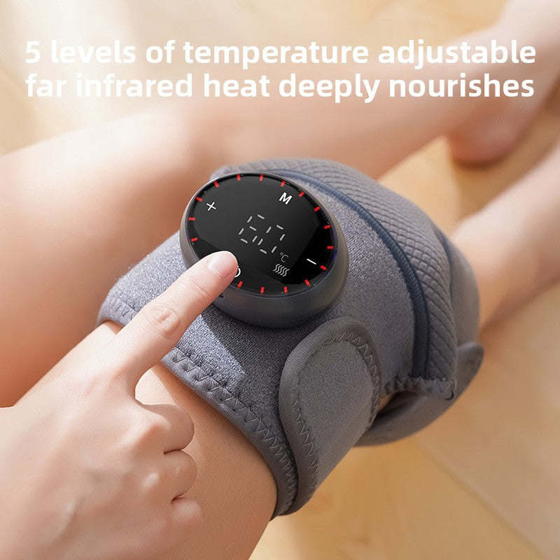 Electric Heated Knee Massager Brace Vibration Heat Therapy Joint Pain Relief Wrap | Wireless Rechargeable Knee Massager for Arthritis Injury Recovery