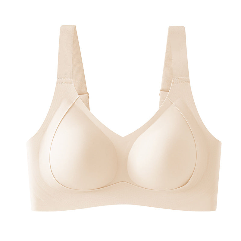 Women's Nude Seamless Wireless Bra with Wide Adjustable Straps, Smooth Molded Cups and Full Coverage Fit