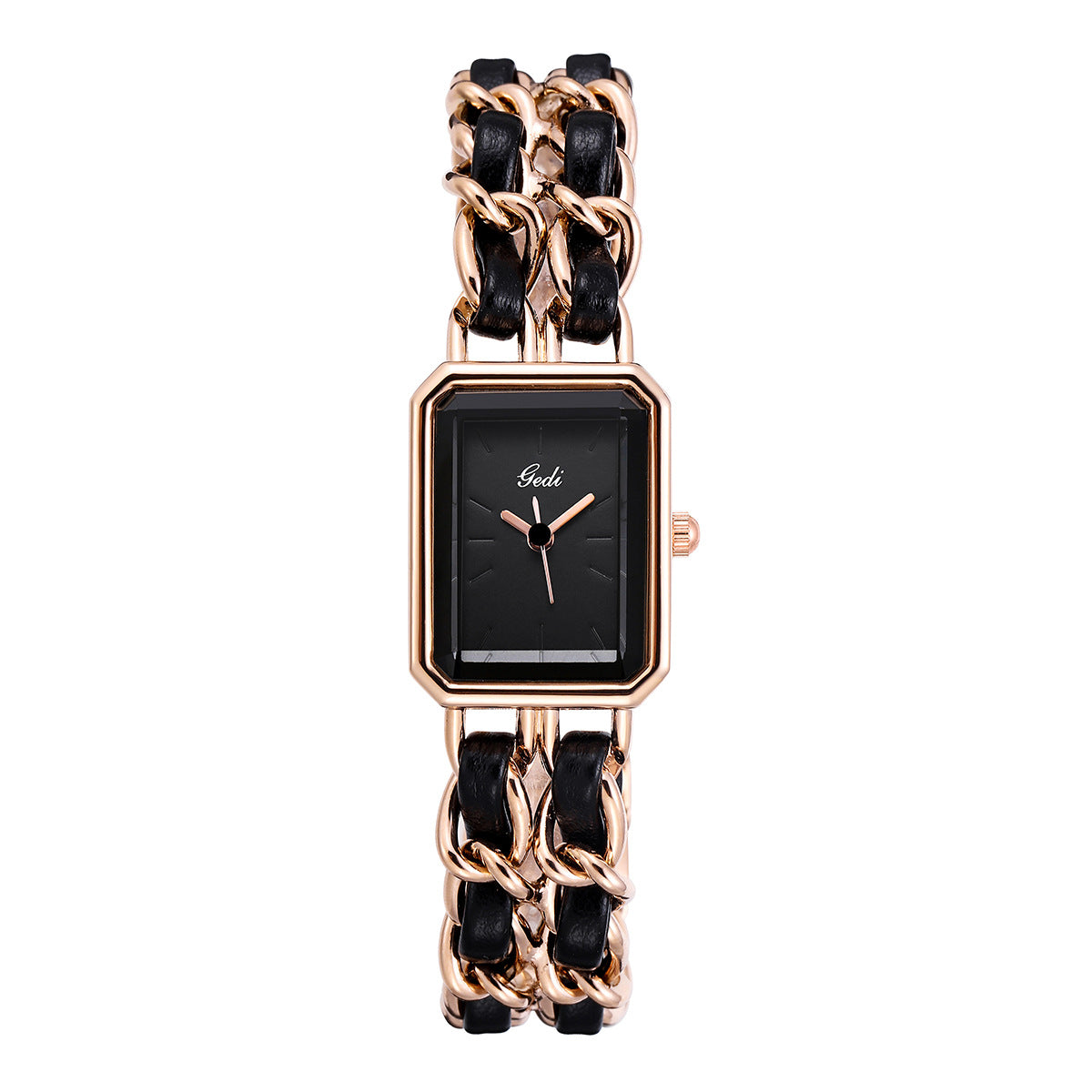 Gedi Women's Gold White Chain Watch | Mother of Pearl Dial Octagonal Case Ceramic Link Luxury Quartz Watch