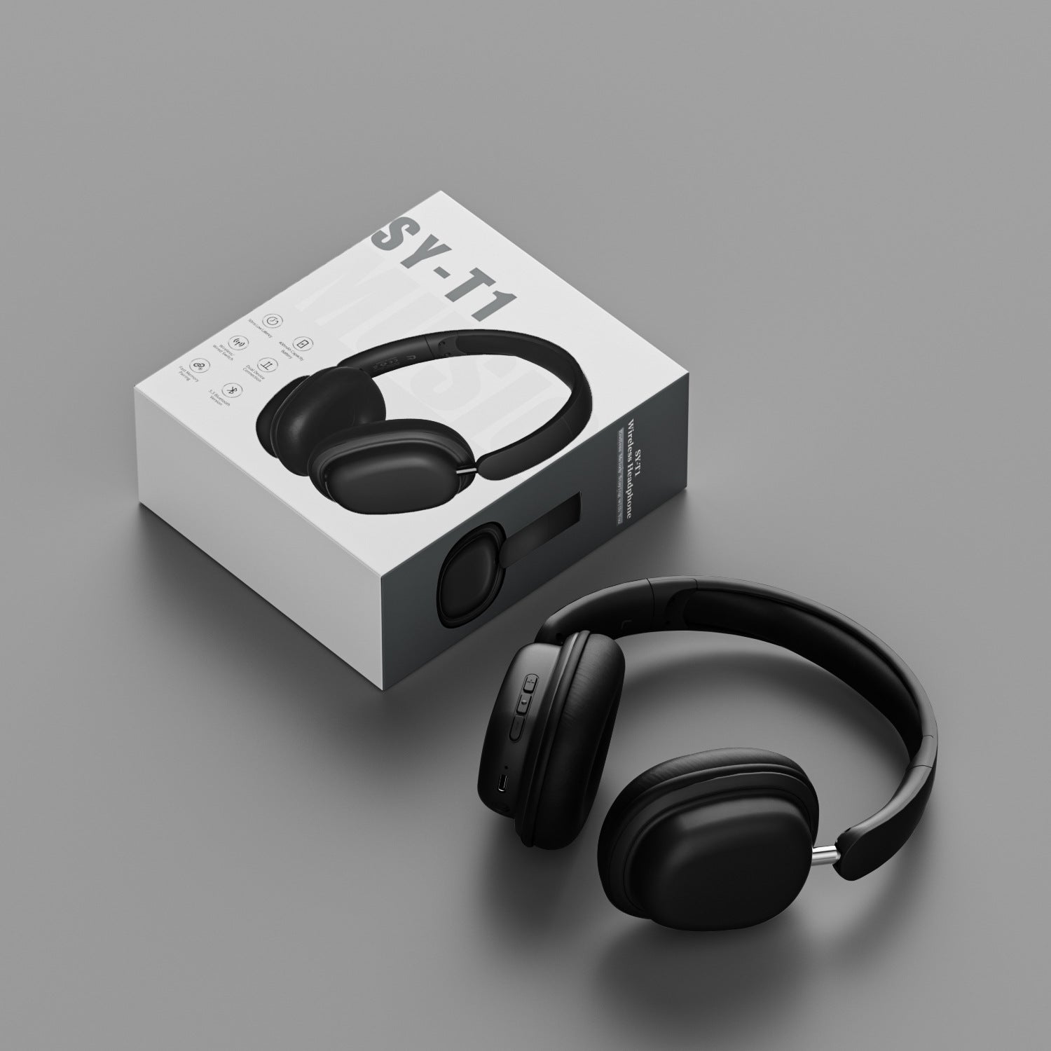 Wireless Bluetooth Over-Ear Headphones 6D Immersive Stereo Sound Foldable On-Ear Headset with Wired Mode USB Charging Cable Mic for Music Gaming Travel School - SY-T4