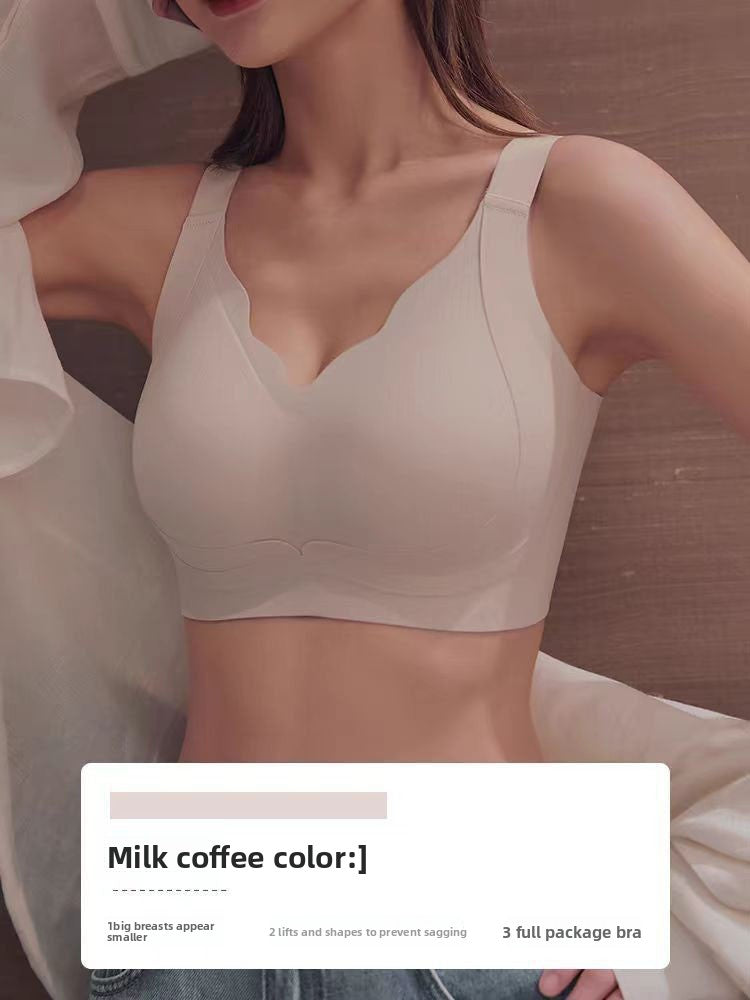 Women's Scalloped V-Neck Wireless Bralette | Seamless Wide Strap Ribbed Comfort Bra | Wire-Free Daily Bra