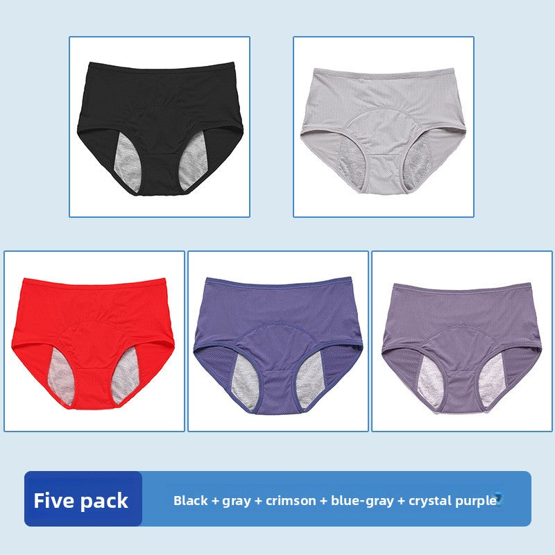 سراويل داخلية للدورة الشهرية للنساء عبوة من 5 قطع | سراويل داخلية حيض مانعة للتسرب | قطن بخصر عالٍ | 5 ألوان