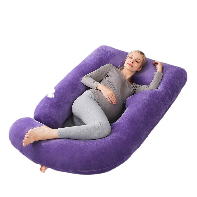 Extra Large U-Shape Full Body Pregnancy Pillow | Navy Blue Plush Velvet Maternity Pillow | Total Head Belly Back Hip Knee Support | Side Sleeper All Trimesters
