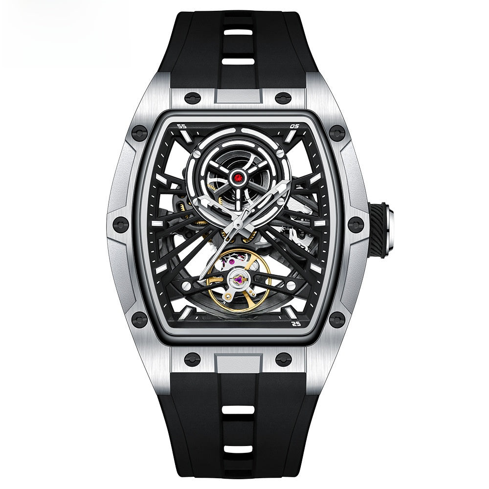 Mini Focus Skeleton Watch for Men | Blue Rose Gold Tourbillon Style Hollow Dial Sport Watch