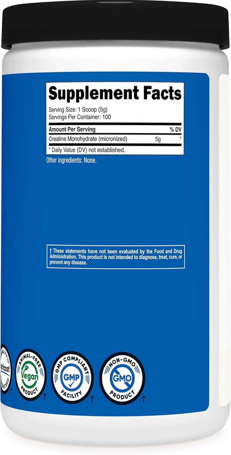 Nutricost Creatine Monohydrate 500g | 100 Servings | Micronized Unflavored Creatine Powder