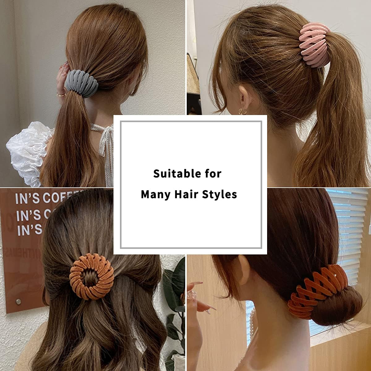 Velvet Coil Hair Ties Set | 7-Pack Spiral Elastic Scrunchie Bands | No Crease Bun & Ponytail Hair Accessories for Women
