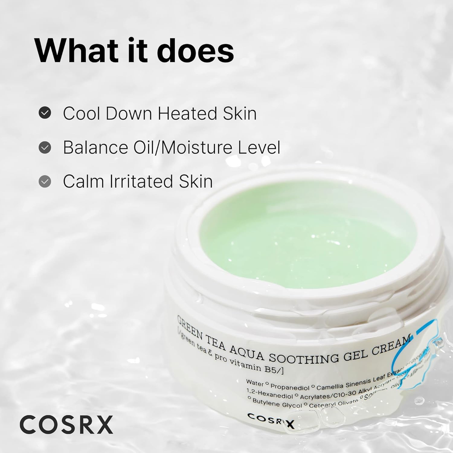 COSRX Green Tea Aqua Soothing Gel Cream Set of 2 | Green Tea & Pro Vitamin B5 Korean Face Gel