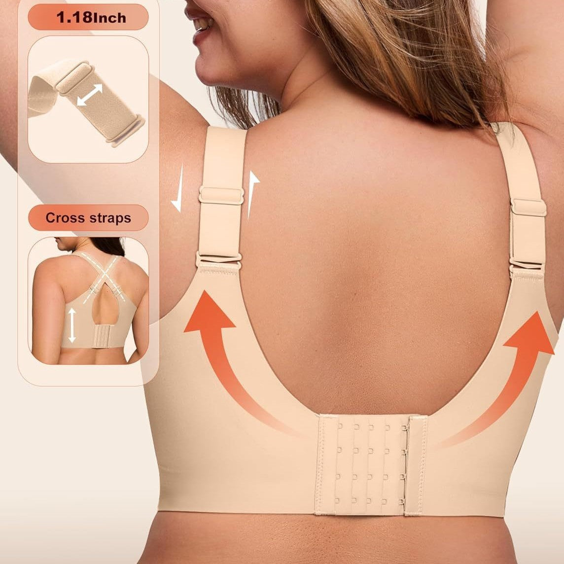 Full Coverage Wireless Bra Women | Seamless Molded Cup Wide Strap Comfort Bra | No Wire T-Shirt Bra Nude