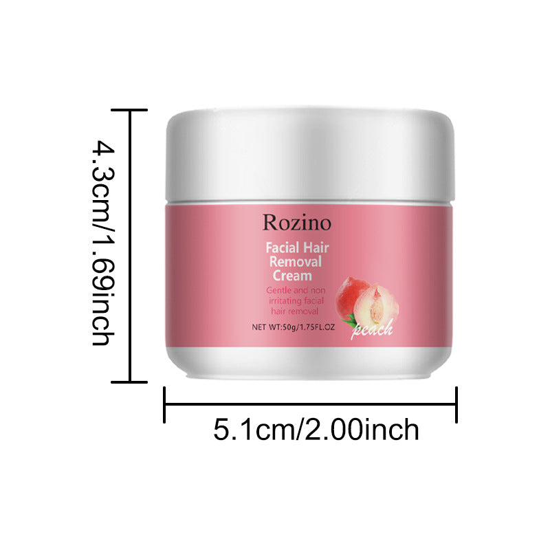 Rozino Facial Hair Removal Cream | Gentle Non-Irritating Peach Depilatory Cream for Face Upper Lip & Chin ? 50g / 1.75 fl oz