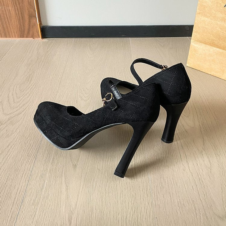 Wine Red Patent Leather Platform Mary Jane Heels | Women's Ankle Strap Buckle Stiletto Pumps | Glossy High Heel Shoes