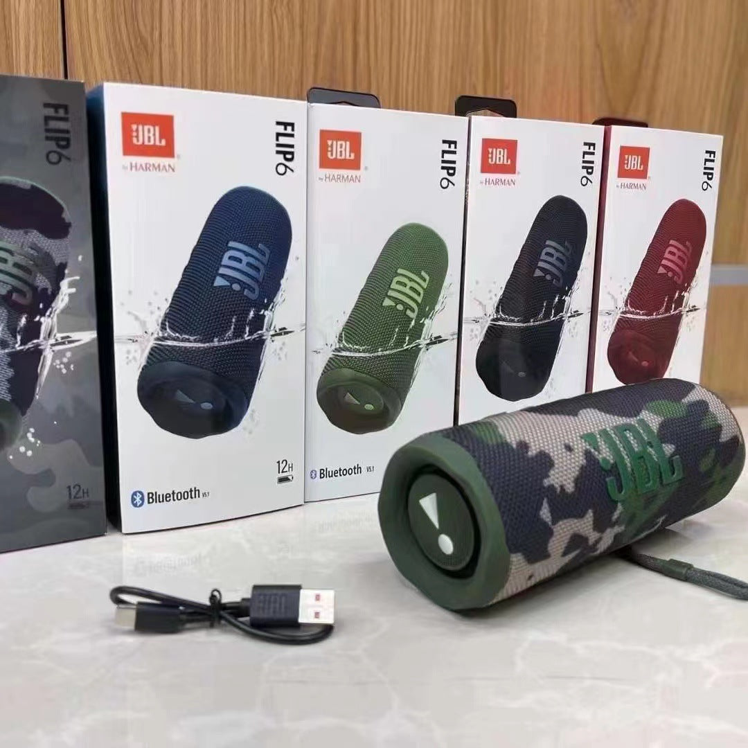 مكبر صوت JBL Flip 6 المحمول بتقنية بلوتوث، مقاوم للماء والغبار بمعيار IP67، صوت جهير نقي، بطارية تدوم 12 ساعة، بلوتوث 5.1، تقنية PartyBoost، ألوان متعددة من Harman، مثالي للسفر والرحلات الخارجية، الشاطئ، التخييم، متوافق مع أجهزة iPhone وAndroid.