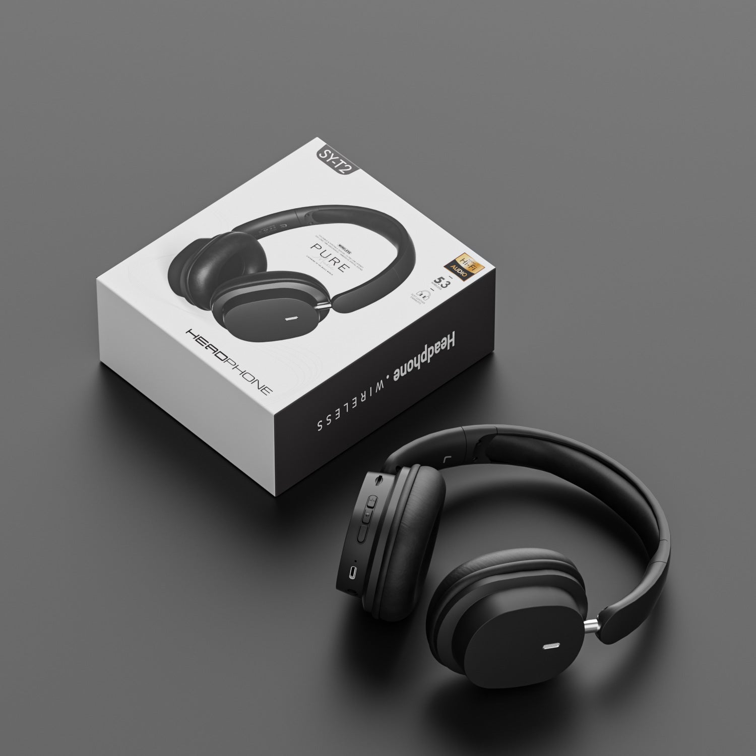 Wireless Bluetooth Over-Ear Headphones 6D Immersive Stereo Sound Foldable On-Ear Headset with Wired Mode USB Charging Cable Mic for Music Gaming Travel School - SY-T4