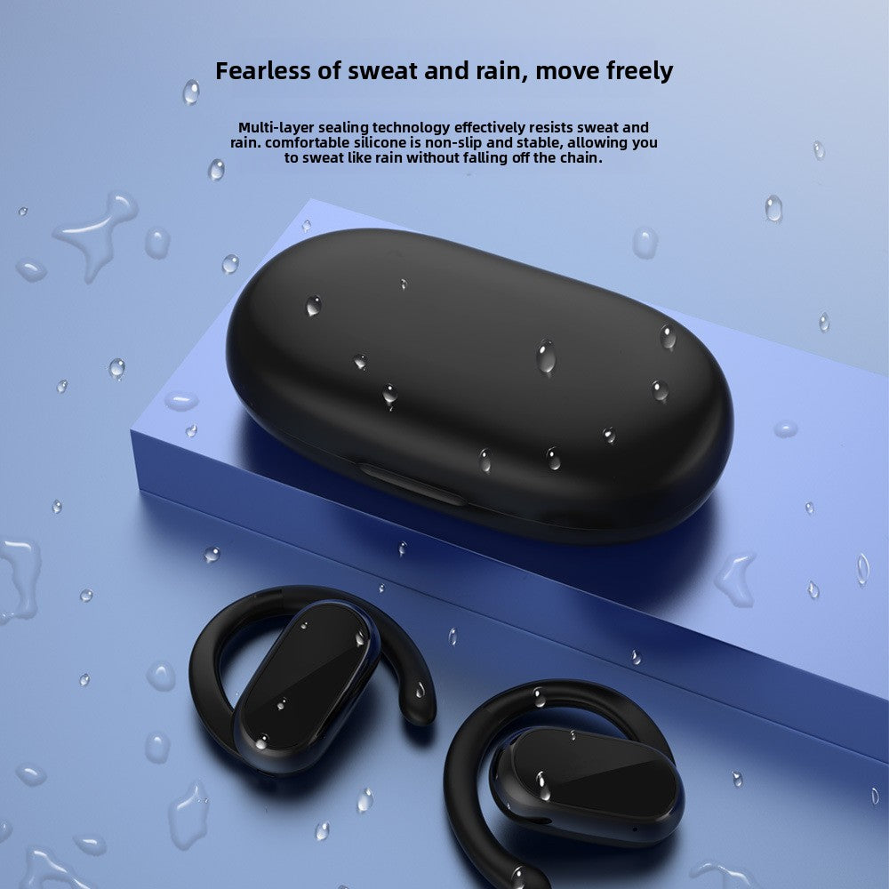 Open Ear Clip Wireless Earbuds TWS Bluetooth 5.0 Chrome Oval Design LED Battery Display Charging Case Cream Ivory Stereo Sound Hands Free Mic for Sport Running Gym Work iPhone Android