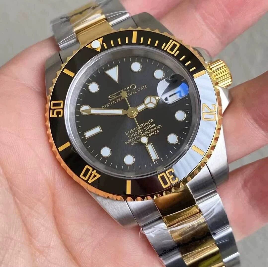 Seiko Automatic Watch Men | Arabic Numeral Blue Tapisserie Dial | Octagon Screw Bezel | Silver Steel Royal Oak Style Watch