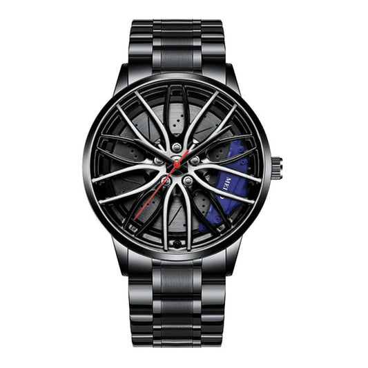 Meibo Men's Car Wheel Rim Watch - 3D Racing Brake Caliper Dial Stainless Steel Quartz Watch | Car Enthusiast Gift