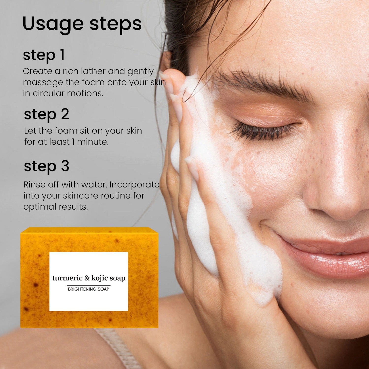 Turmeric & Kojic Acid Brightening Soap | Natural Skin Lightening Bar Soap with Lemon | Even Skin Tone Face & Body