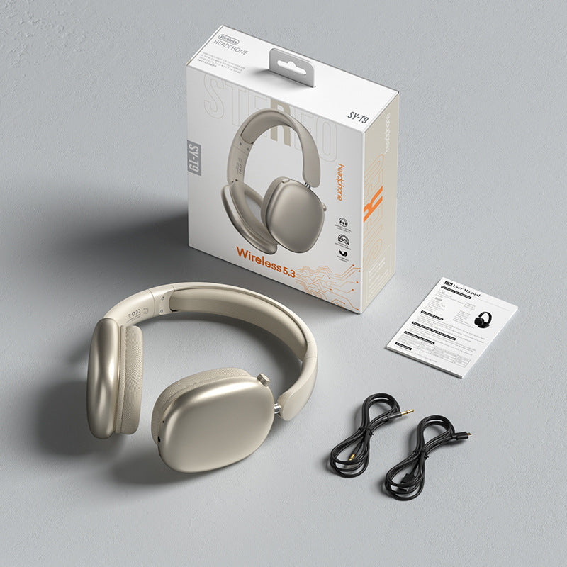 Wireless Bluetooth Over-Ear Headphones 6D Immersive Stereo Sound Foldable On-Ear Headset with Wired Mode USB Charging Cable Mic for Music Gaming Travel School - SY-T4