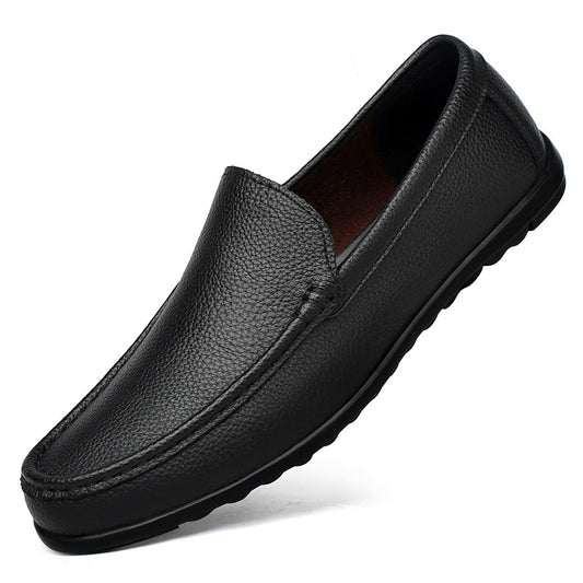 Mocassini da uomo neri in vera pelle slip-on - Scarpe da guida casual con tomaia in pelle martellata e suola flessibile in gomma - Comode calzature casual eleganti per tutti i giorni per uomo