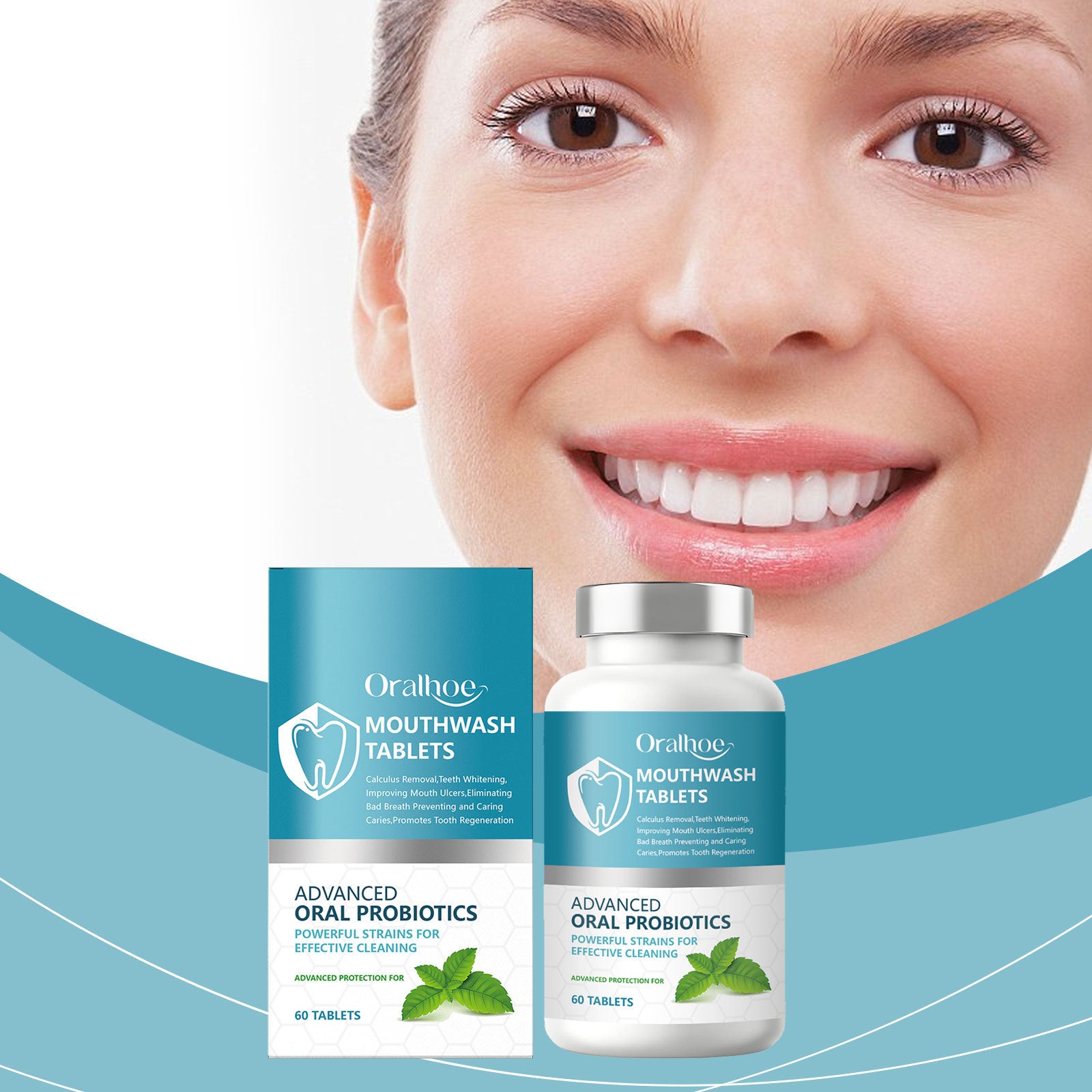 Oralhoe Mouthwash Tablets | Advanced Oral Probiotics for Calculus Removal Teeth Whitening Bad Breath & Cavity Prevention ? 60 Tablets