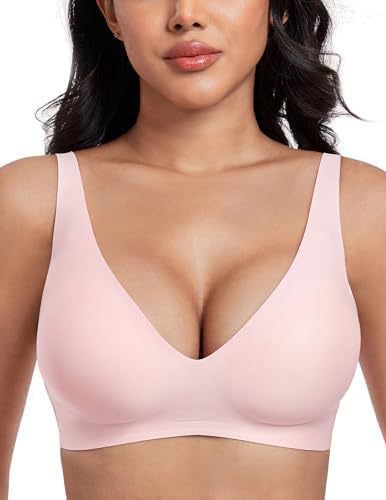 Black Wireless Bralette for Women - Seamless Comfort Bra with Deep V Neckline & No Underwire Support