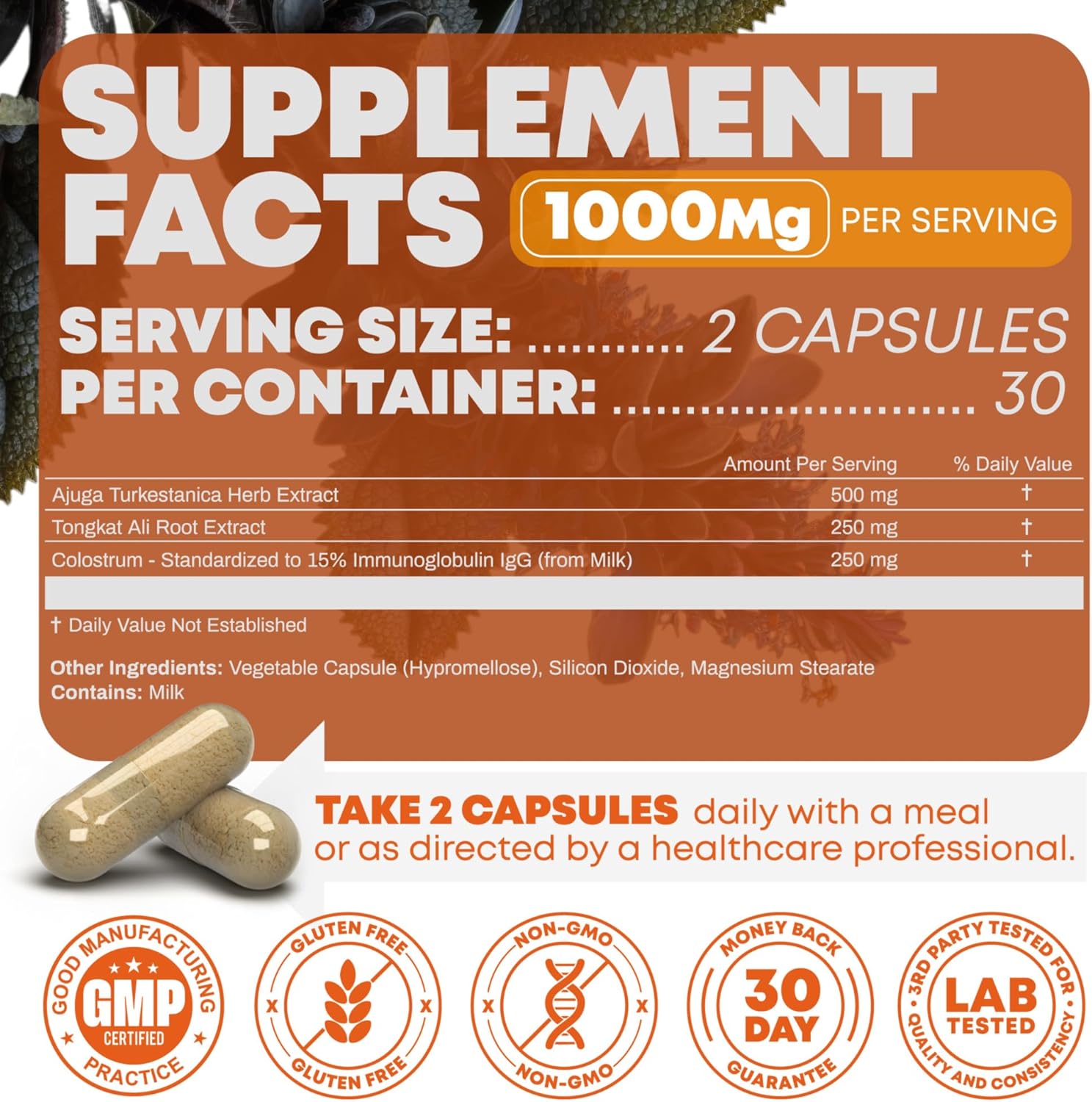 Peak Revival Turkesterone & Tongkat Ali 1000mg Set of 2 | 60 Vegan Capsules | Lean Muscle, Stamina Boost & Muscle Recovery Supplement
