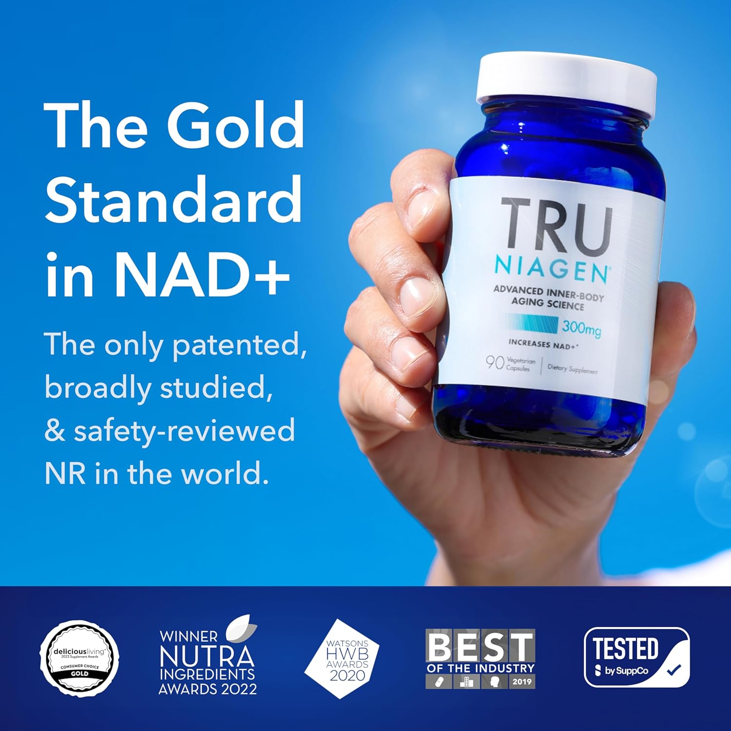 معزز NAD+ من Tru Niagen بتركيز 300 ملجم - عبوة من قطعتين | 90 كبسولة نباتية | مكمل نيكوتيناميد ريبوسيد (NR) لمكافحة الشيخوخة والطاقة الخلوية