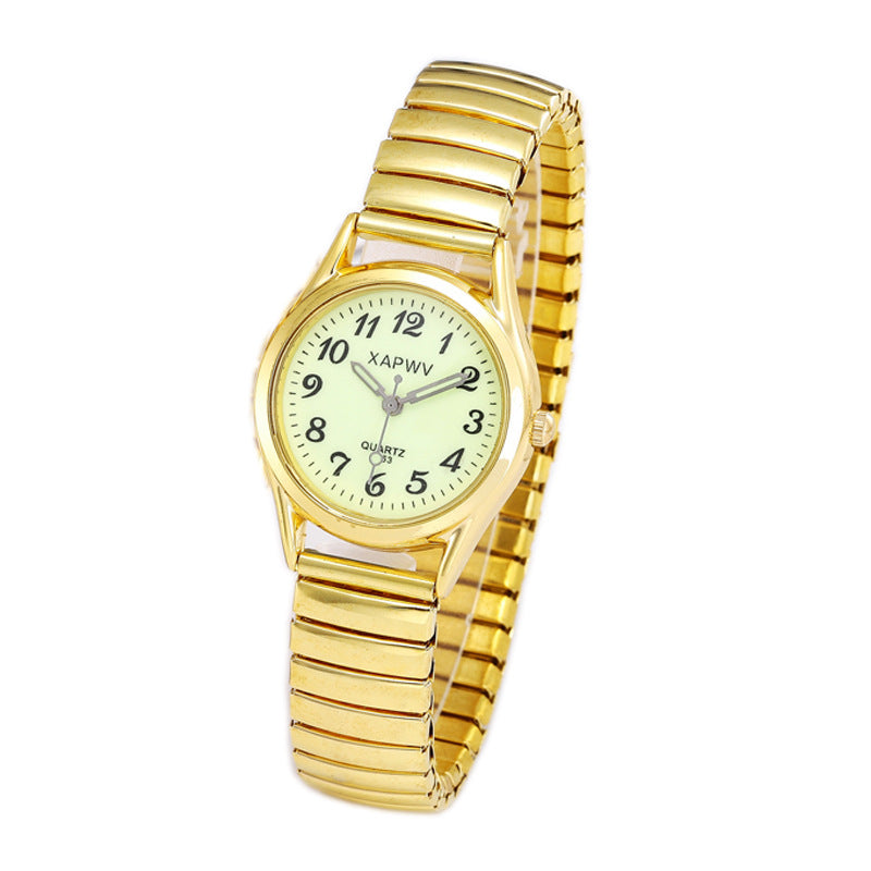 XAPWV Women's Luminous Dial Stretch Watch | Silver Elastic Bracelet Easy Fit Classic Quartz Timepiece