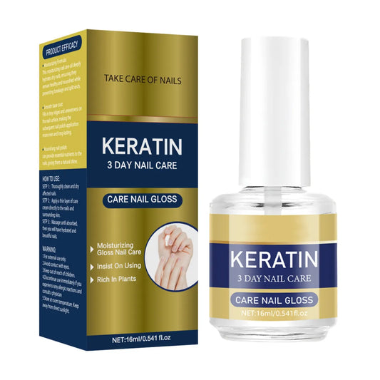 Keratin 3 Day Nail Care Gloss Set of 3 | Moisturizing Glossy Nail Treatment | Plant-Based Instant Shine Nail Strengthener 16ml x3