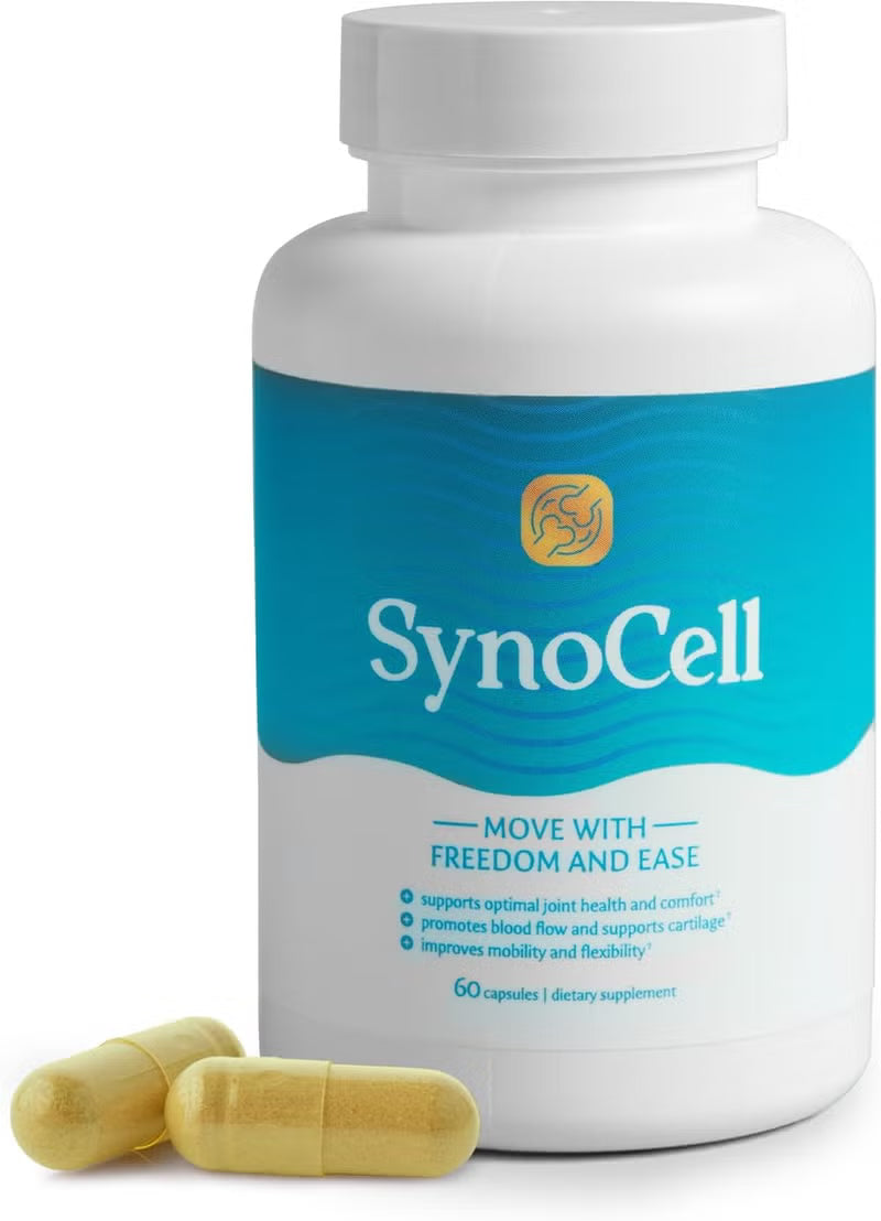 مجموعة مكمل SynoCell لصحة المفاصل من قطعتين | 60 كبسولة | تحرك بحرية وسهولة | دعم الغضاريف وتدفق الدم ومرونة المفاصل