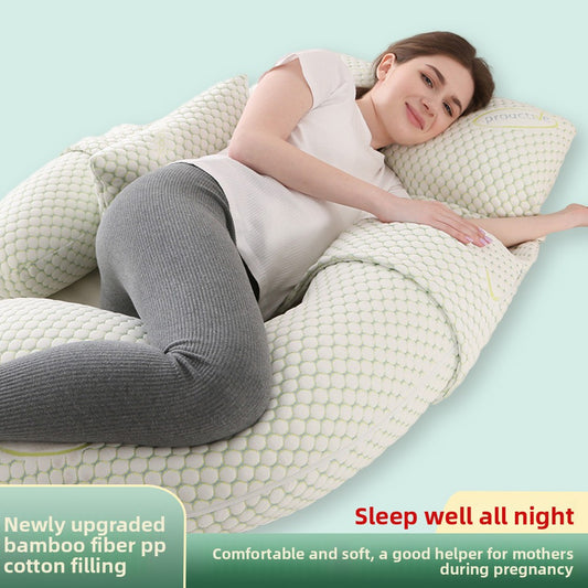 G-Shape Ganzkörper-Schwangerschaftskissen | Wabenförmiges kühlendes Mutterschaftskissen mit Kopfstütze | Totaler Bauch-, Rücken-, Hüft-, Knie-Seitenschläferkissen | Salbeigrün