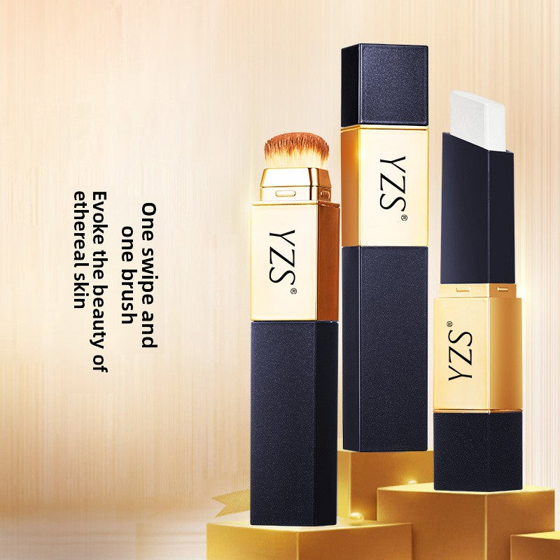 YZS 2-in-1 Luxury Foundation Concealer Stick with Built-In Brush | Navy Blue Gold Premium Makeup Stick | Full Coverage Flawless Complexion Blending Foundation | Long Lasting Natural Finish for All Skin Types