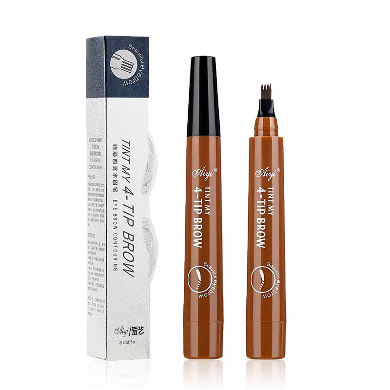 4-Tip Eyebrow Pen Microblading Tattoo Brow Pencil | Waterproof Long Lasting Hair Stroke Effect | Light Brown Dark Brown Black