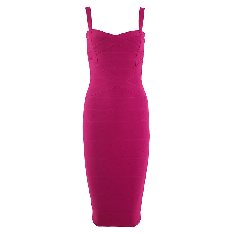 Women's Green Bandage Bodycon Midi Dress | Sweetheart Neck Strappy Sleeveless Club Party Dress | Figure Hugging Evening Wear