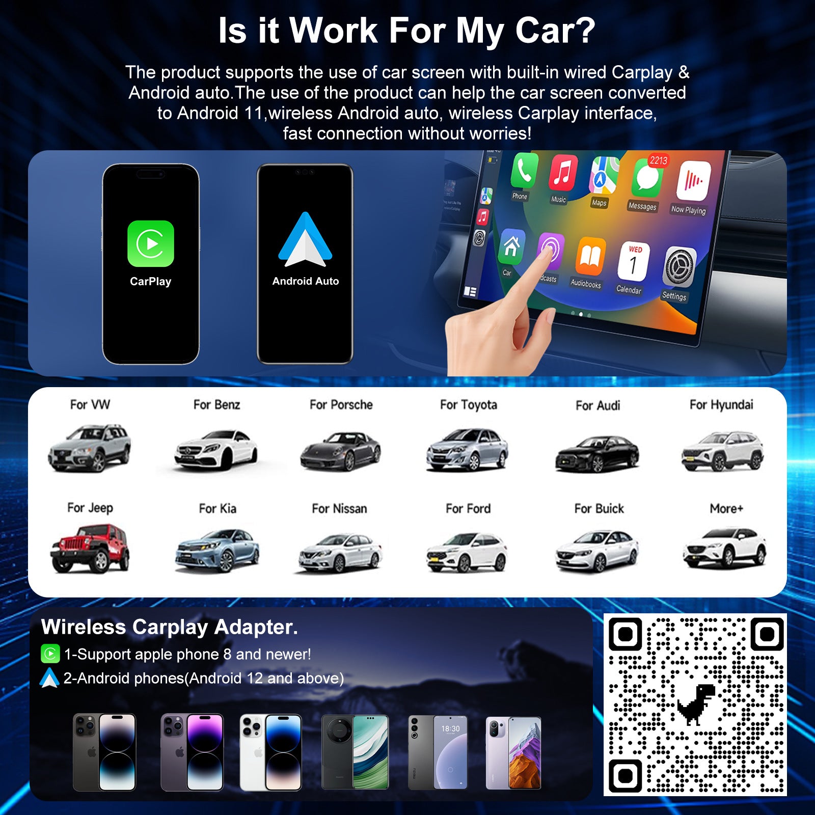 AI Box Wireless CarPlay Android Auto Adapter USB-C Dongle Smart Car Box Convert Wired to Wireless Apple CarPlay Android Auto Netflix YouTube Streaming for Car Screen iPhone Android 2024