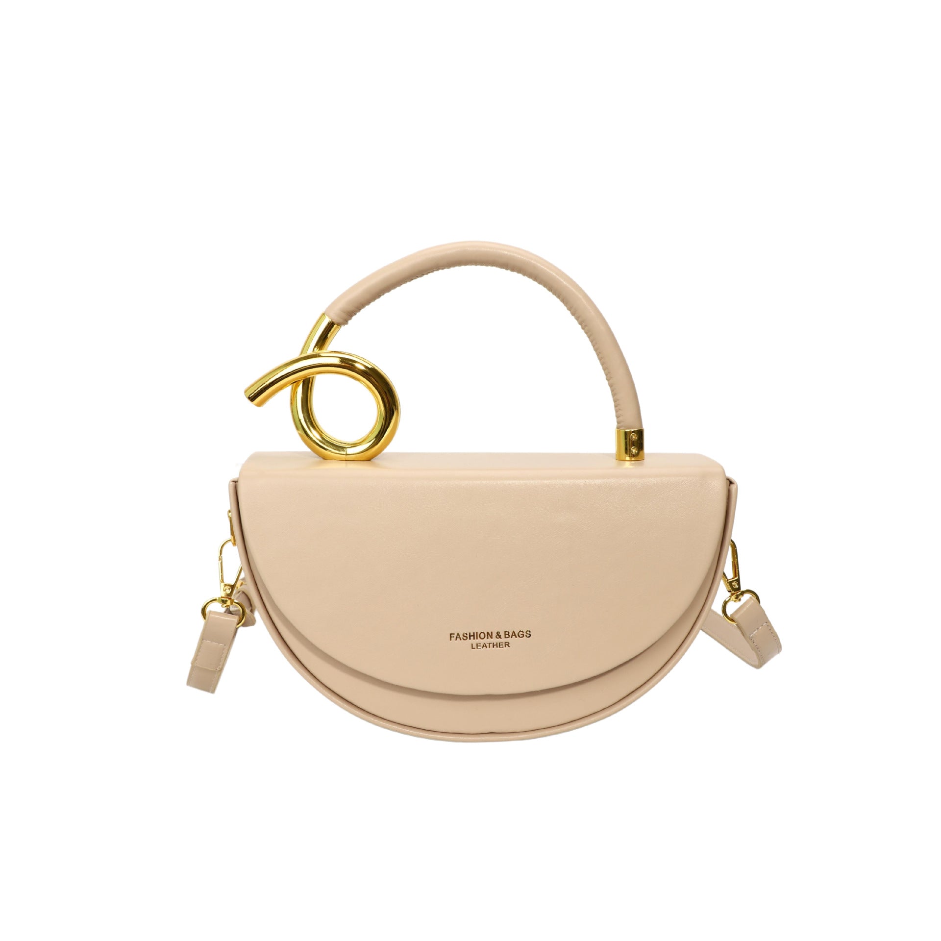 Black Half Moon Crossbody Bag with Gold Ring Handle | Mini Bag