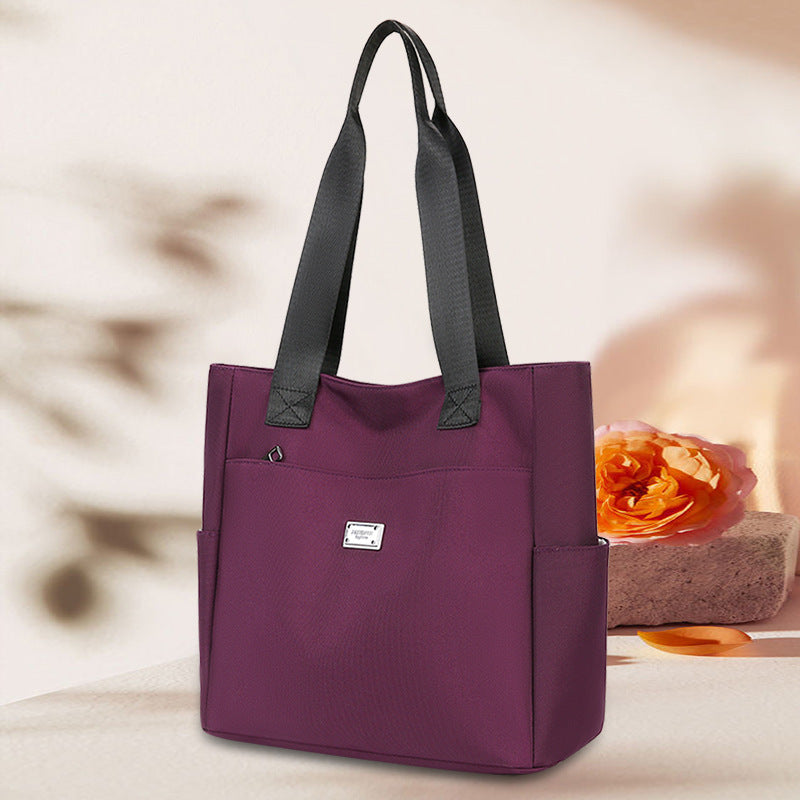 Burgundy Canvas Tote Bag - Large Shoulder Bag with Multiple Pockets | Wine Red Everyday Tote for Work, School & Travel