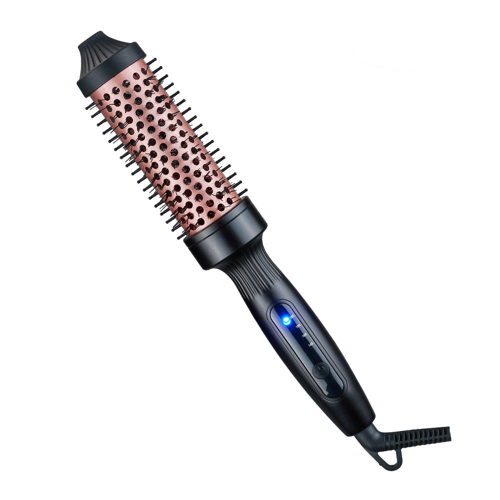 Pink Round Brush Hot Air Styler | LED Display Multi-Level Temp Electric Volumizing Curl Brush | Corded Ionic Blowout Brush for Curling Volumizing & Styling Women's Hair
