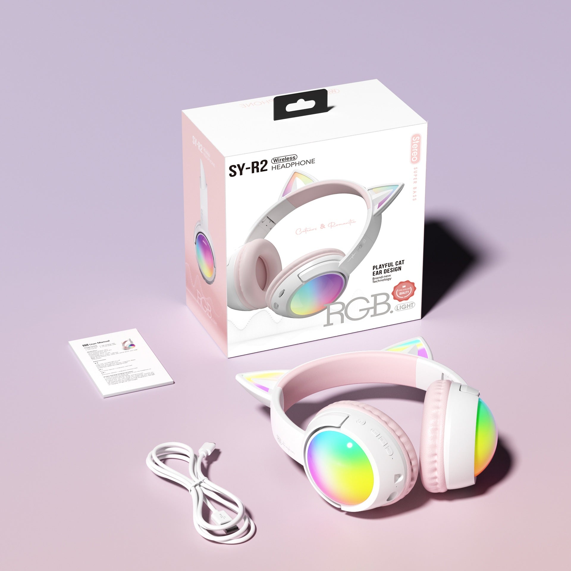 Wireless Bluetooth Over-Ear Headphones 6D Immersive Stereo Sound Foldable On-Ear Headset with Wired Mode USB Charging Cable Mic for Music Gaming Travel School - SY-T4