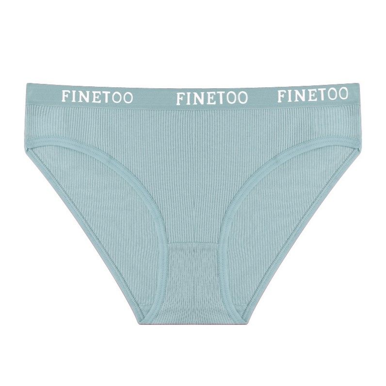 FINETOO 3 قطع سراويل داخلية قطنية مضلعة للنساء، طقم سراويل داخلية ناعمة وضيقة، حزام خصر بشعار، ملابس داخلية يومية، لون أسود