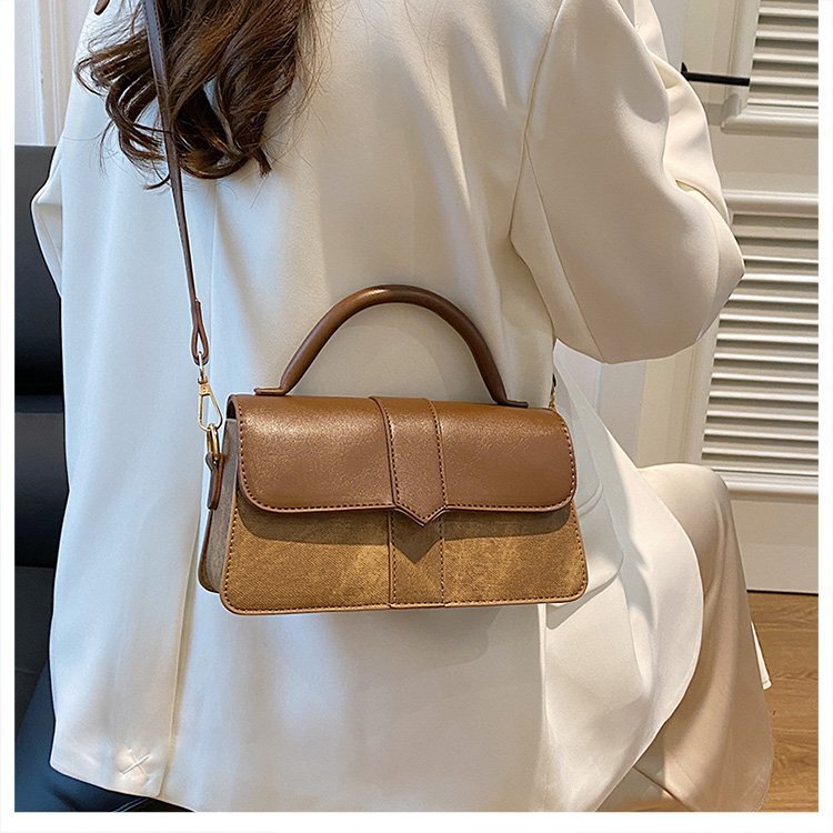 Cream Beige Leather Crossbody Bag with Gold Hardware | Small Structured Handbag